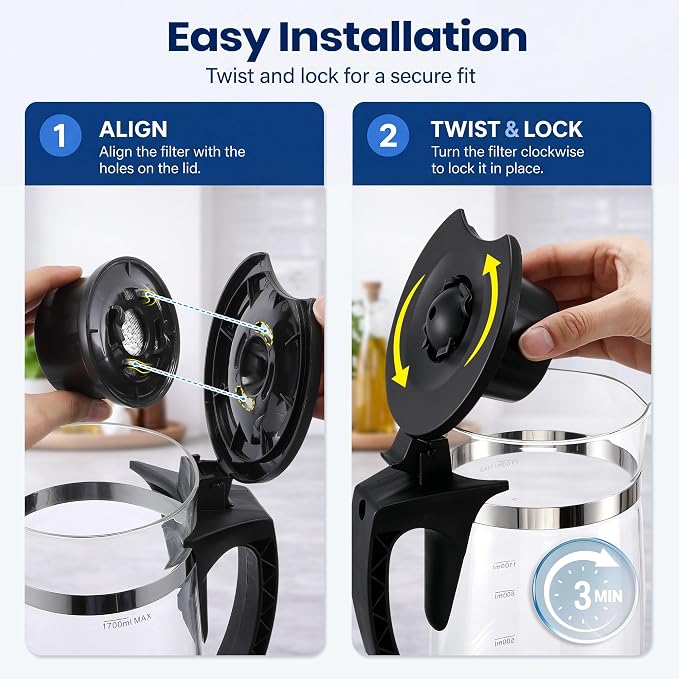 4 Pack Remineralization Water Filters Replacement, Compatible with Bluevua RO100ROPOT and RO100ROPOT(UV) Systems, Alkaline for Reverse Osmosis Filter, Remineralize and Increase pH
