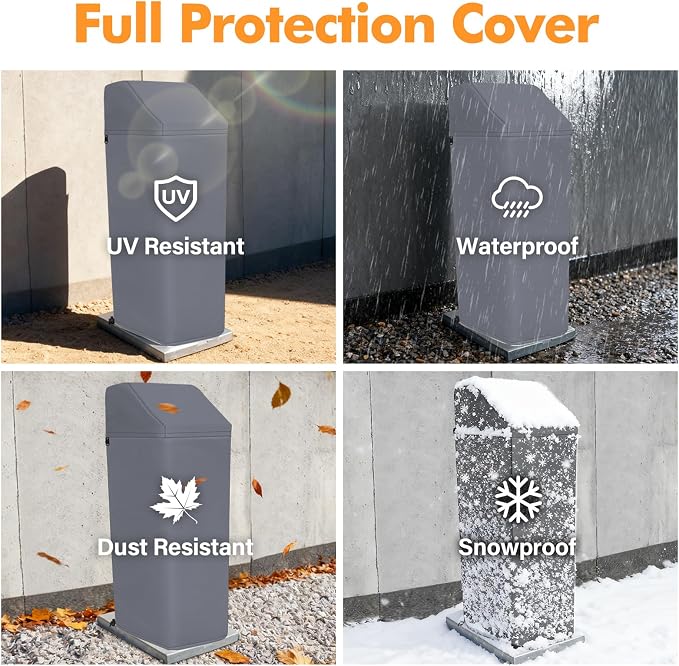 Water Softener Cover Outdoor for WHES30E/WHES40E Grain Softener, Grey | 3-layer Insulated heavy duty water softener cover for 350/420 Water Softener, waterproof zipper, UV, freeze & wind protection