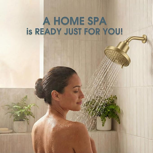 Fixed Shower Head & Filter COMBO ! Anti - Chlorine Hard Water Filtered Shower Heads- 7 Sprays High Pressure Showerheads with 25 Stage Filtration (Brushed Gold)