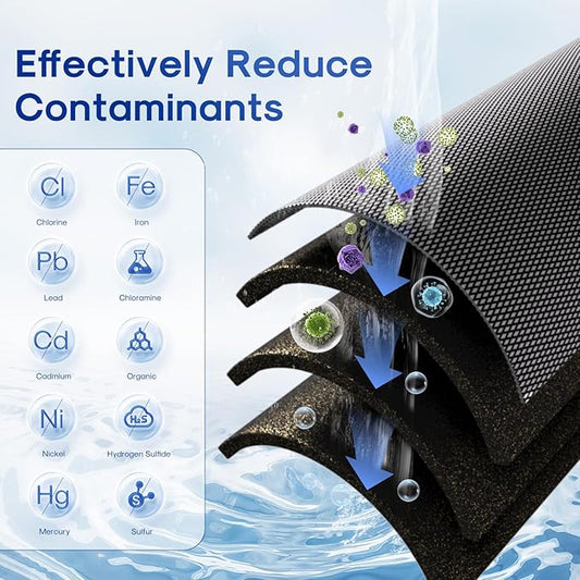 ICEPURE 5 Micron 4.5" x 10" CTO10BB-KDF Whole House Water Filter Coconut Shell Activated Carbon and KDF Heavy Metal Removal Water Filter Replacement for Home, 3PACK