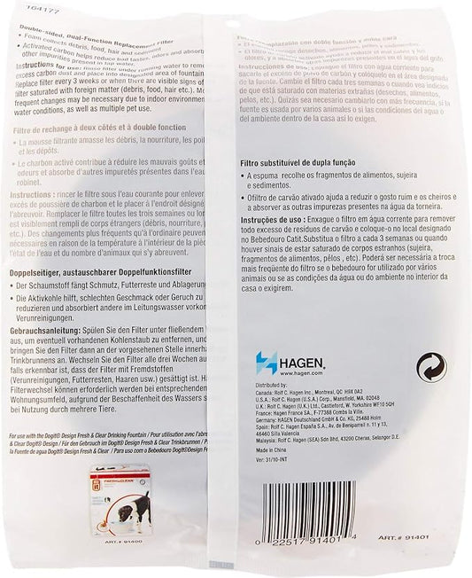 Dogit Replacement Drinking Water Fountain Filters, 3-Pack – Replacement Filters for Dogit Fresh & Clear Drinking Water Fountain and ZEUS H2EAU Elevated Dog and Cat Drinking Water Fountain