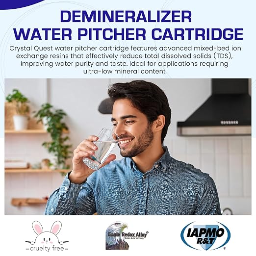 Crystal Quest Demineralizer (DI) Water Filter Pitcher Cartridge – Advanced Filtration for Clean, Healthy Water, Removes Contaminants, Long-Lasting Design, Easy Installation, 500 Gallons Capacity