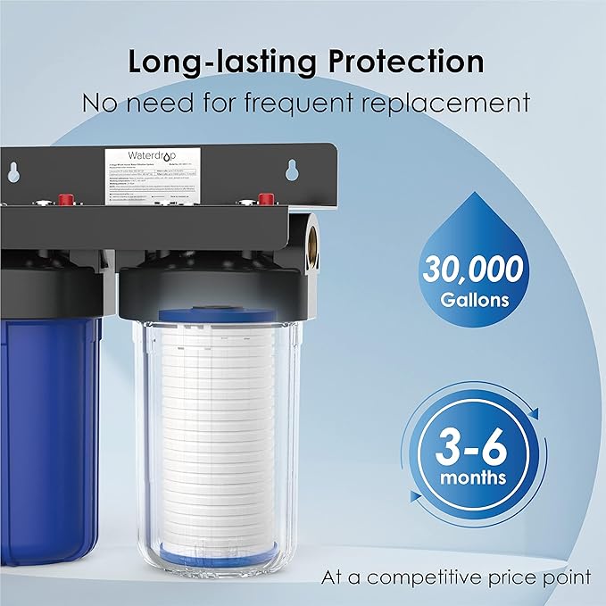 Waterdrop 4.5" x 10" AP810 Whole House 5 Micron Water Filter Cartridge, Sediment Water Filter Replacement Pack of 4