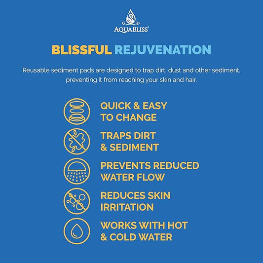 AquaBliss Shower Filter Sediment Pads - Protect your Skin & Hair from Rust, Dust, Sand and other impurities in your water. Compatible with SF400 & SF500-30-Pack