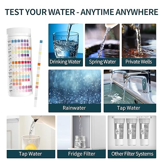 EASYTEST 20 in 1 Drinking Water Test Kit - Well Water Testing Kit - Water Test Strip for House Water for pH, Hardness, Chlorine, Lead, Iron, Bacteria & More