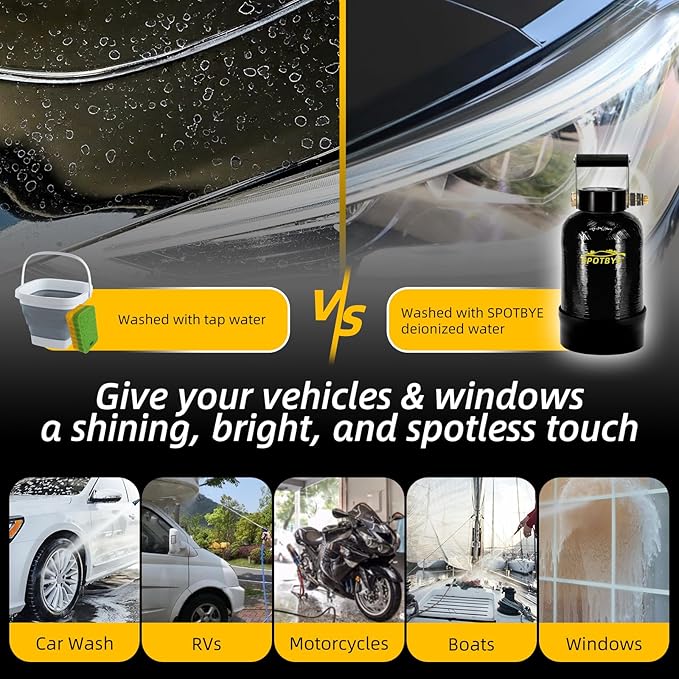 Filterelated Deionized Water System for Car Wash, Comes with 10L Brand Resin,Spotless Water Spot Remover Filter, Fit for Cars/RVs/Motorcycles/Solar Washing