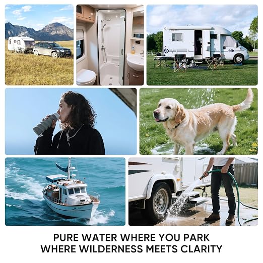 PUREPLUS RV Dual Stage Water Filter System with Sediment & PFAS Carbon Block Filters, NSF/ANSI 42 Certified, Reduces PFAS, VOCs, Chlorine, Odors, 13,000 Gal, Stainless Steel 3/4" Fittings