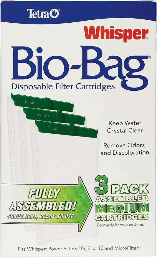 Tetra Whisper Bio-Bag Medium Filter Cartridges for Aquariums, 6 Count, Ready to Use, Fits Whisper Fish Tank Filters 5-10 Gal, PF-10, IQ 10