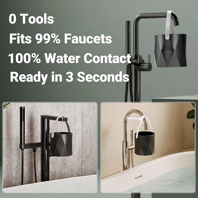 Bath Faucet Filter, 10-Stage Advanced Shower Water Filter | For Tub with 3,000 Gallon Non-Spill Filtration, Removes Chlorine, Fluoride, Hardness, Baby-Safe, Soften Hard Water