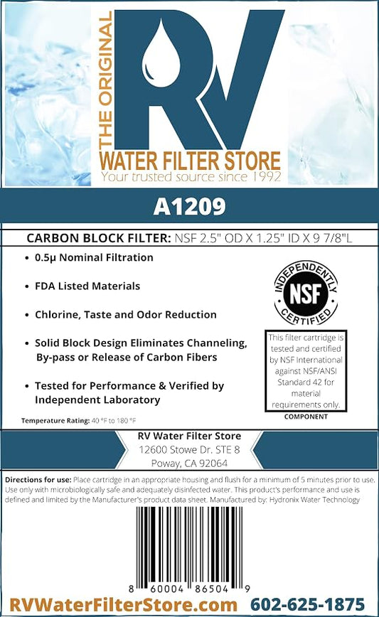 0.5 Micron Carbon Block Filter | This coconut shell carbon block filter reduces chlorine, taste, and odor twice as effectively as standard carbon filters.