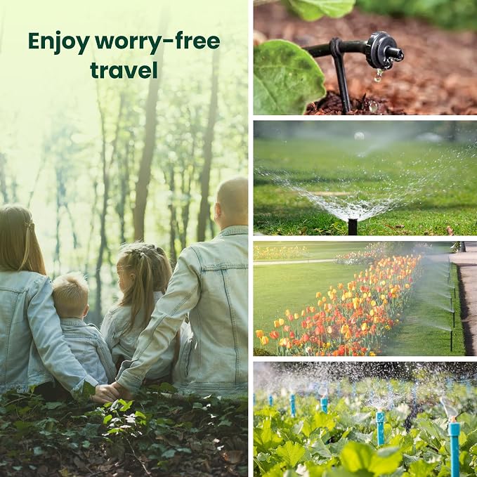 WiFi Water Timer Smart Irrigation Controller with Gateway | 984ft RF range, 8-month battery life, weather delay, OTA updates, AES-128 security, and supports up to 64 devices