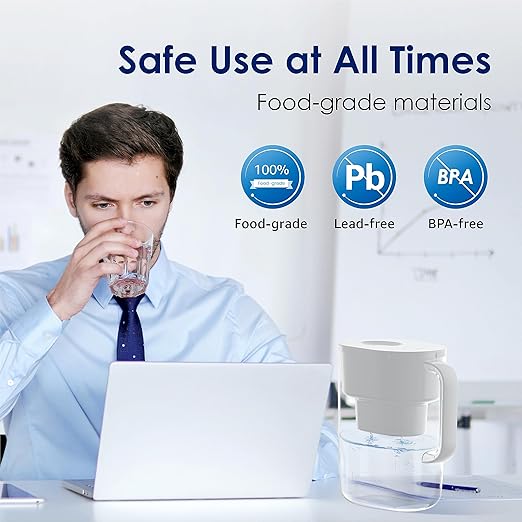 Waterdrop PT-07W Water Filter Pitcher, 10-Cup, NSF Certified, White | 200-Gallon Long-Life Filter, Improves Coffee & Tea Taste, Reduces PFOA/PFOS and Chlorine, 5X Longer Filter Life
