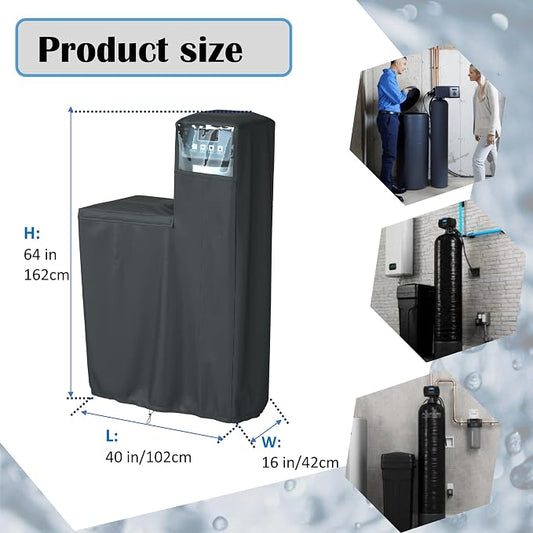Santiano Water Softener Cover - All-Season Use,900D waterproof Oxford,Shield Your Outdoor Water Softener!Transparent Window Design,Dustproof, Waterproof, Sun Protection,(64x40x16 Inches, Black) .
