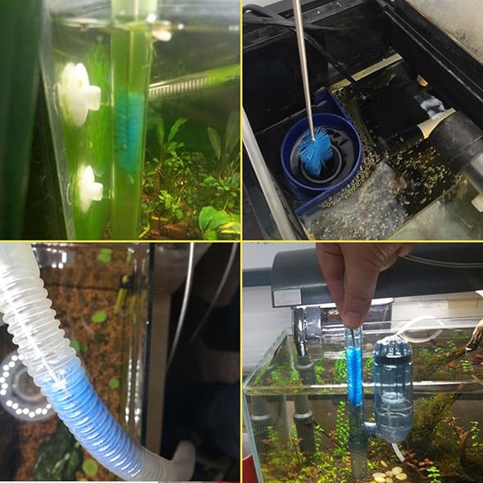 SLSON Aquarium Filter Brush Flexible Double Ended Bristles Hose Pipe Cleaner Stainless Steel Long Tube Cleaning Brush for Fish Tank or Home Kitchen