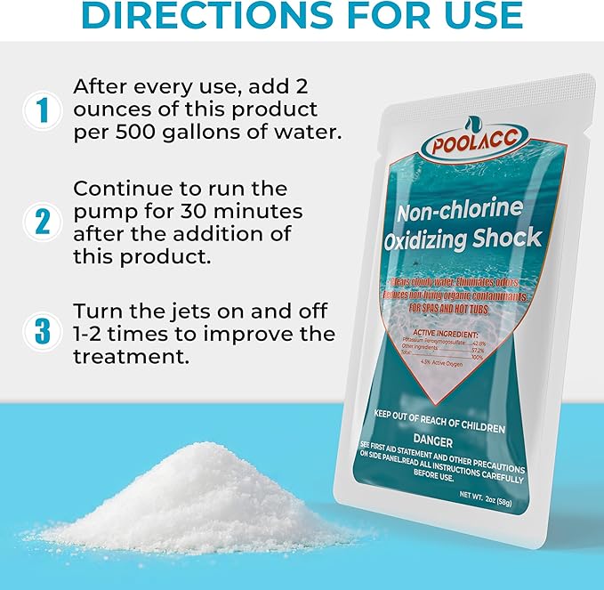 Non-Chlorine Spa Shock Oxidizer for Hot Tub, Chlorine-Free Treatment & Enhanced Oxidizing Shock for Hot Tubs & Spas, Single Dose Packets for Easy Hot Tub Maintenance & Treatment - 24 Packs (3lbs)