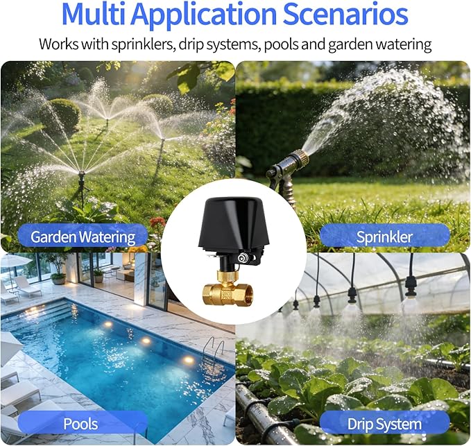 Owfeel WiFi Smart Water Valve, APP Remote Control, DN25 Ball Brass Water Valve, Compatible With Alexa, Google and Application Program iOS/Android, Only Supports 2.4 GHz WiFi (1")