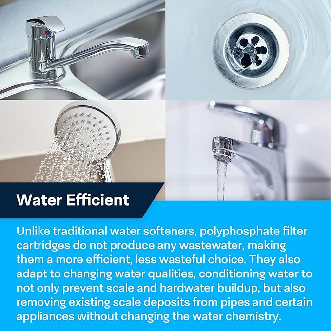 SpiroPure 10x2.5 Polyphosphate Water Filter, Anti-Scale Filter 10 Inch, Hard Water Filter, Scale Inhibitor, Salt Free Water Softener for Shower, Sink, & Whole House (Case of 12)