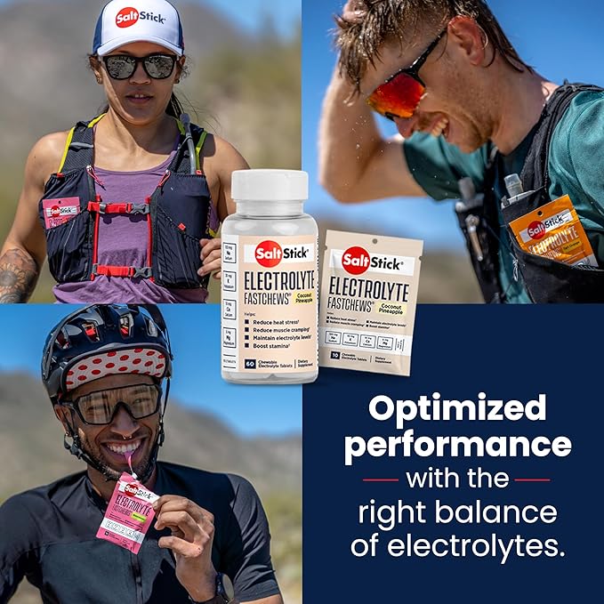 SaltStick Electrolyte FastChews - 120 Coconut Pineapple Resealable Chewable Electrolyte Tablets for Hydration, Salt Tablets for Running - 120 Tablets