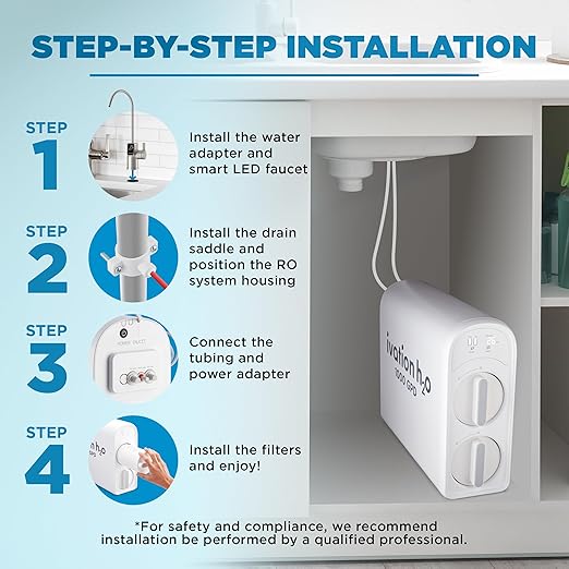 Ivation H2O 600 GPD, Reverse Osmosis Under Sink, Tankless Water Purifier, Home Kitchen Drinking Water Filtration TDS System with 8-Stage Filter NSF/ANSI 42, 58 & 372 Certified, Smart LED Faucet