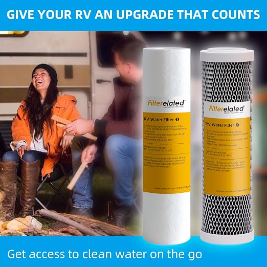 10" RV Filter Replacement Kit, Reduces Chlorine & Odor, for RV Boat Camping | Compatible with 10" Housing, Suitable for Built-in RV Water Filtration System, RV, Boat, Camping Water Filtration