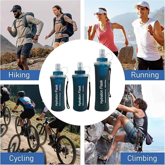 700ML Collapsible Water Bottle with Filter for Hiking, Camping & Travel - TPU Soft Flask, 0.1 Micrometer Hollow Fiber Membrane for Clearer, Better Tasting Outdoor Water(Hunter Green)