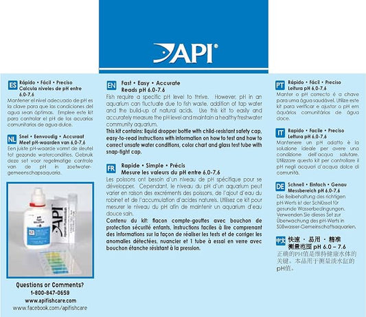 API PH TEST KIT 250-Test Freshwater Aquarium Water pH Test Kit, 4 Piece Set