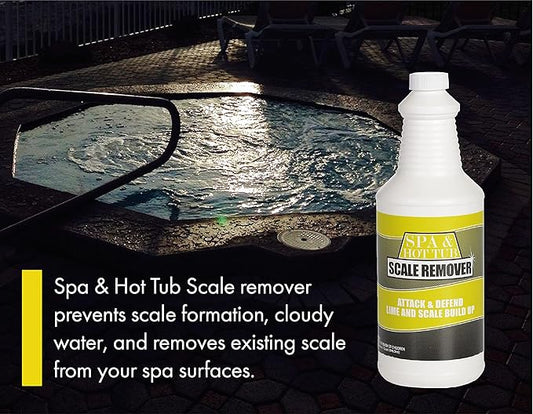 Spa & Hot Tub Scale Remover - Quart - Hot Tub & Spa Descaler, Scale Stain & Lime Stain Remover