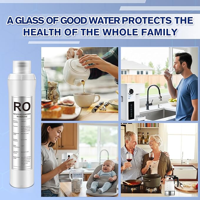 1 Pack RO Water Filter Replacement Compatible with Bluevua RO100ROPOT, 1 RO Water Filters, Improved Drink Quality, Easy to Replace for Household Daily Use Drinking