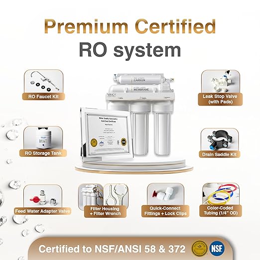 5-Stage Reverse Osmosis System – Premium Under Sink Water Filtration System, Lifetime Limited Parts Support