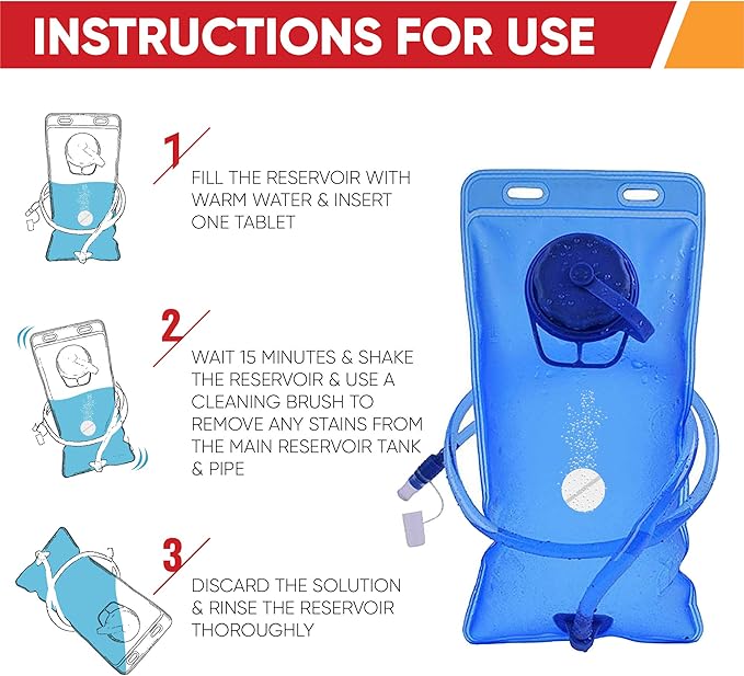 Reservoir Hydration Bladder Cleaning Kit - 6-In-1 Water Reservoir Cleaning Kit Of 3 Brushes, Collapsible Frame, (12) Cleansing Tablets & Carry Pouch - Cleaner Set For Back Pack Bladder