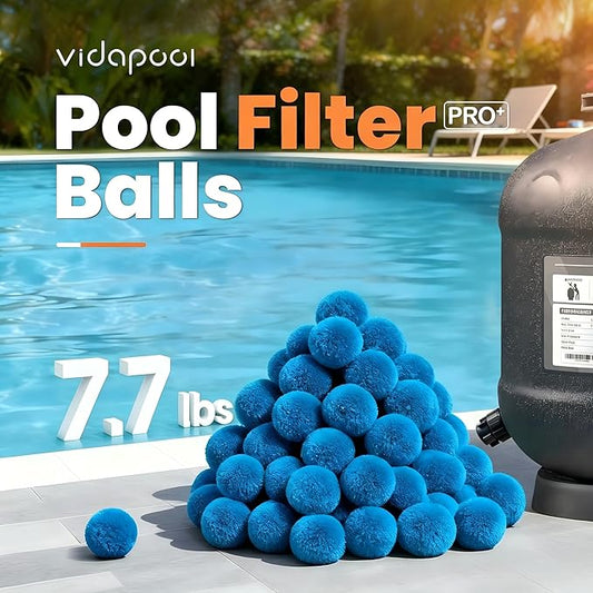 7.7 lbs Pool Filter Balls for Sand Filters, Reusable Blue Filter Media Balls for All Sand Filter Systems, Efficient & Lightweight Pool Sand Filter Balls, Replaces 250 lbs Pool Filter Sand