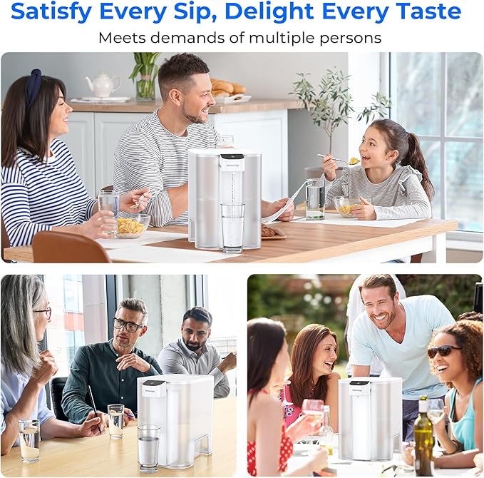 Waterdrop ED04W-L Mega Electric Water Filter Dispenser, Large 27-Cup, 200-Gallon Rechargeable Instant System, NSF/ANSI 42&53&401&372, Reduce PFOA/PFOS, Lead, Chlorine, Does not Lower TDS, White
