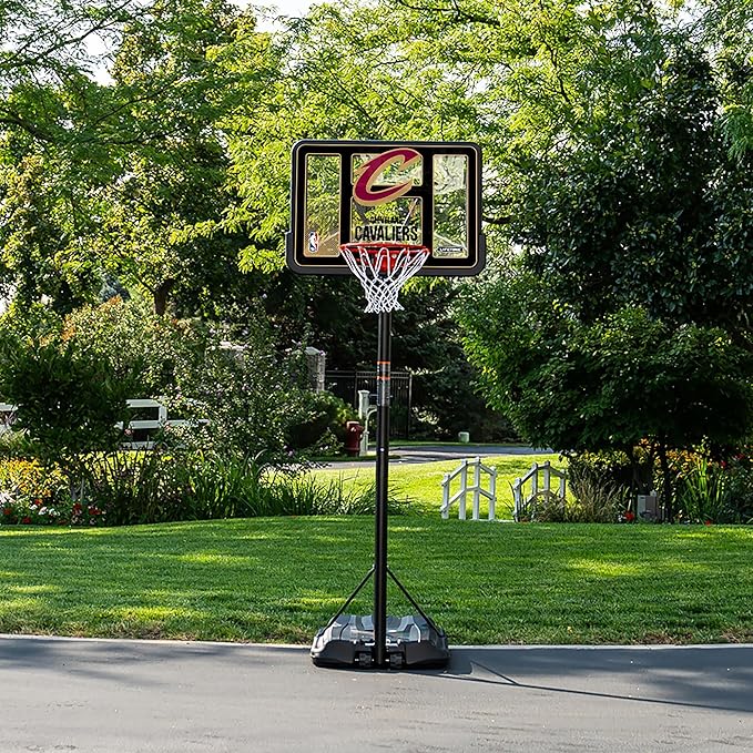 Lifetime NBA Cleveland Cavaliers Portable Basketball Hoop, Adjustable Height 7.5-10 Ft, 44 Inch Shatterproof Fusion Backboard, Base with Wheels