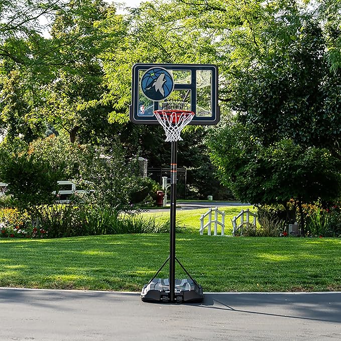 Lifetime NBA Minnesota Timberwolves Portable Basketball Hoop, Adjustable Height 7.5-10 Ft, 44 Inch Shatterproof Fusion Backboard, Base with Wheels