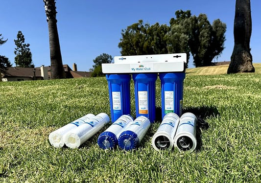MyWaterClub Whole House Water Filter System, 3-Stage, with 2 Extra Filter Sets, 3/4" Port