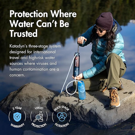 Katadyn Explorer Pro Outdoor Water Purifier 3-Stage Pump Filter | Virus Membrane Ceramic Carbon | Backpacking Expedition Travel Survival | Swiss Made 20K L Capacity