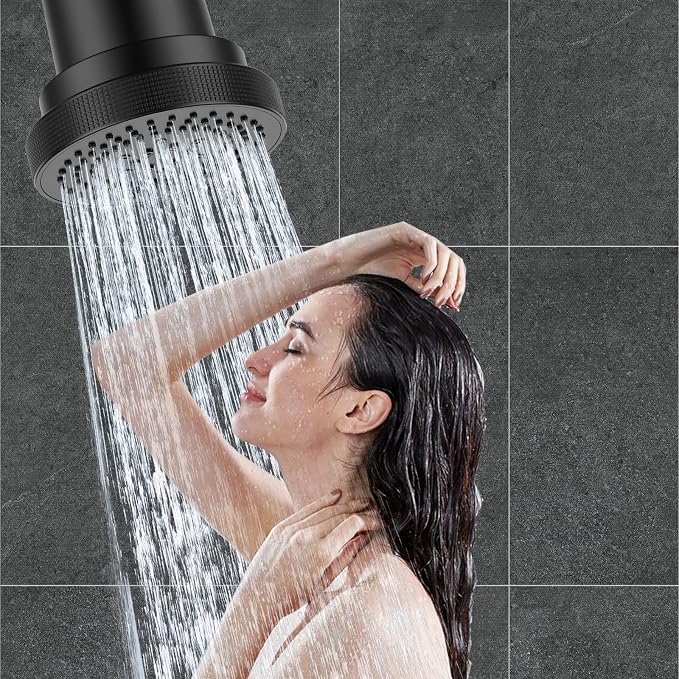 Aquaronvie NSF Certified Filtered Shower Head with KDF-55, High Pressure 3 Spray Modes Showerhead Water Softener for Hard Water, Remove Chlorine & Impurities for Softer Skin and Hair, Matte Black
