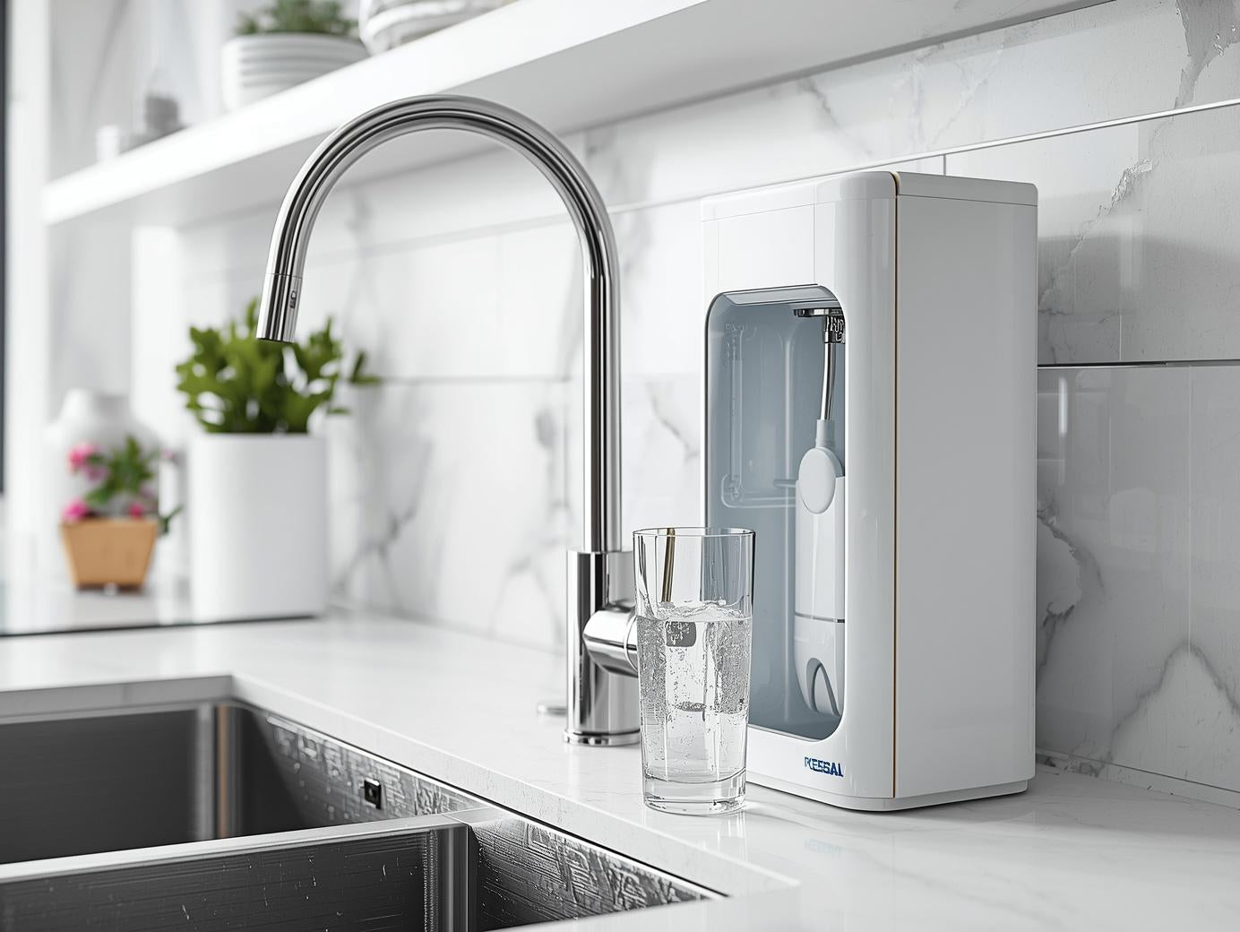 reverse osmosis water filtration system installed under kitchen sink providing clean drinking water with multi stage RO membrane filtration for removing chlorine lead heavy metals and dissolved solids