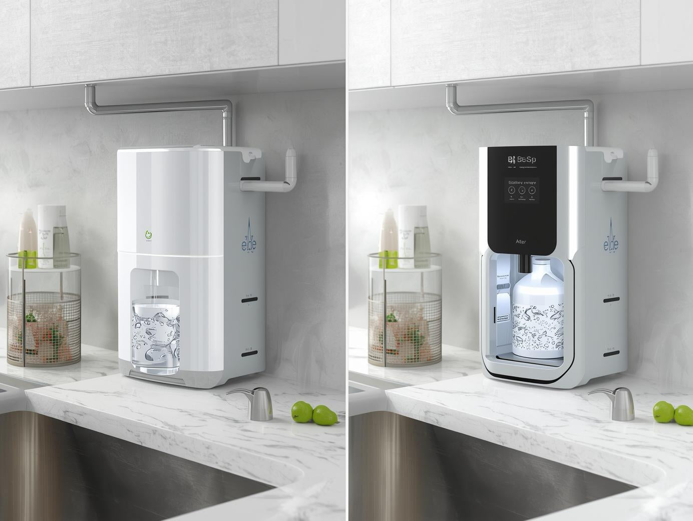 tankless reverse osmosis water filtration system installed under kitchen sink providing instant purified drinking water using direct flow RO membrane technology removing chlorine heavy metals PFAS fluoride and dissolved solids for modern home kitchens
