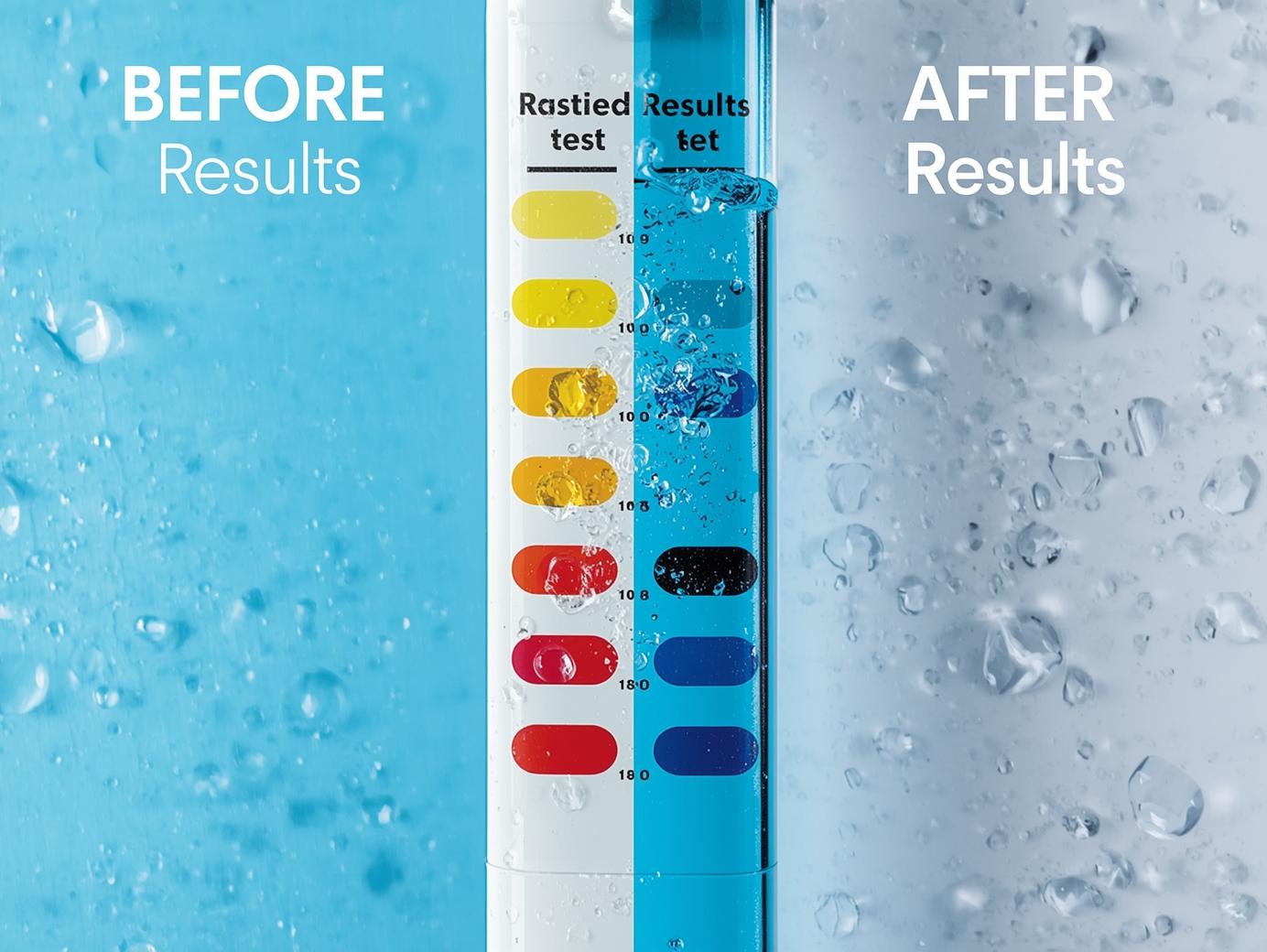 water quality test strips used for home drinking water testing measuring hardness chlorine pH and contaminants providing quick and accurate water analysis for residential water filtration and water quality monitoring