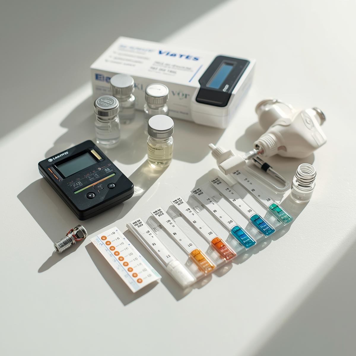 drinking water test kit with test strips and digital meter for home water quality testing