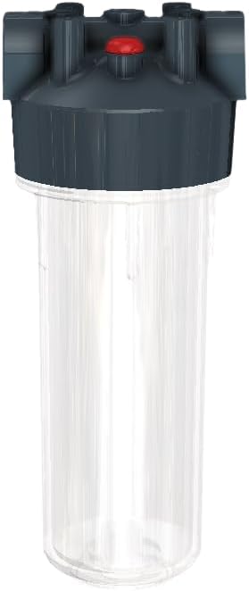Pentair Pentek R50071 Dura-Series Standard Water Filter Housing, 3/4" NPT #10 Clear Sump with Mounting Cap and Pressure Relief Button, 10-Inch, Slate/Clear