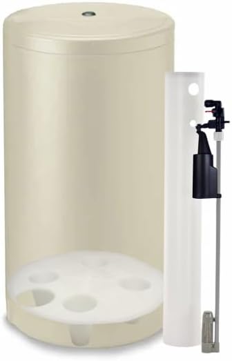 AFWFilters 18"x33" Water Softener Salt Brine Tank with Safety Float Assembly AND SALT GRID Included! 18" Brine Tank, Fleck Softener Tank Replacement (Almond)