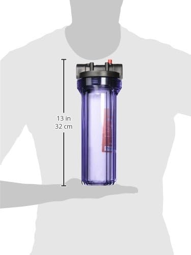 iSpring HC14+ FP15X2 Whole House Transparent Water Filter Housing 10" x FNPT Inlet/Outlet with 2 PP Filters (5 Micron), 1/2", Clear
