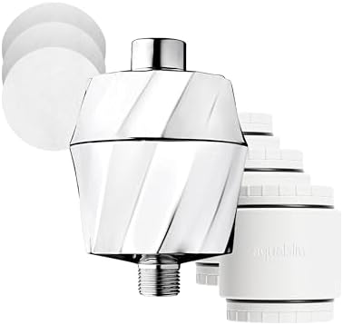 AquaBliss SF400 HD Revitalizing Shower Filter w/ 3 Extra SFC400 Filter Cartridges & 30pc Pack of Sediment Pads (Exclusive Bundle)