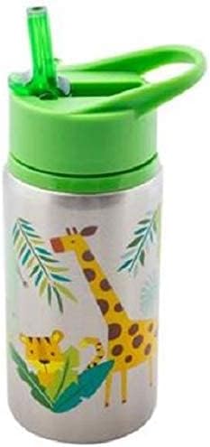Stephen Joseph Stainless Steel Water Bottles, 18 OZ, Straw lid, Reusable tumbler, Insulated, Zoo
