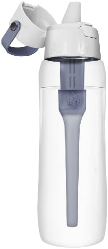 Dafi Filtered Water Bottle with Straw 24 oz - Sports Water Bottle Reusable with Carbon Filter for Travel, Gym, Daily Use - Leakproof, BPA-Free with Hypoallergenic Mouthpiece & Carrying Handle - Gray