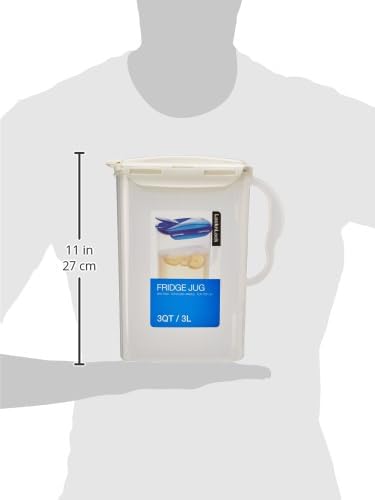 LocknLock Aqua Fridge Door Water Jug | Clear Pitcher | BPA Free Plastic Pitcher with Lid | 3 Quart Pitcher with Lid for Water, Juice, Tea & More Beverages, Ivory