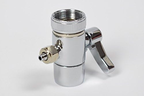 Kitchen Bathroom Sink Faucet Water Filter Diverter Valve for Push on 1/4 inch Tubing Replacement Part Adapter with M22 X M24 Connector, Polished Chrome