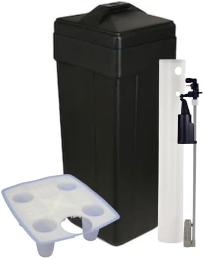 Salt Grid Included! AFWFilters Water Softener Salt Brine Tank with Safety Float Assembly, Water Softener Tank Replacement 15"x17"x36" Rectangular (Black)